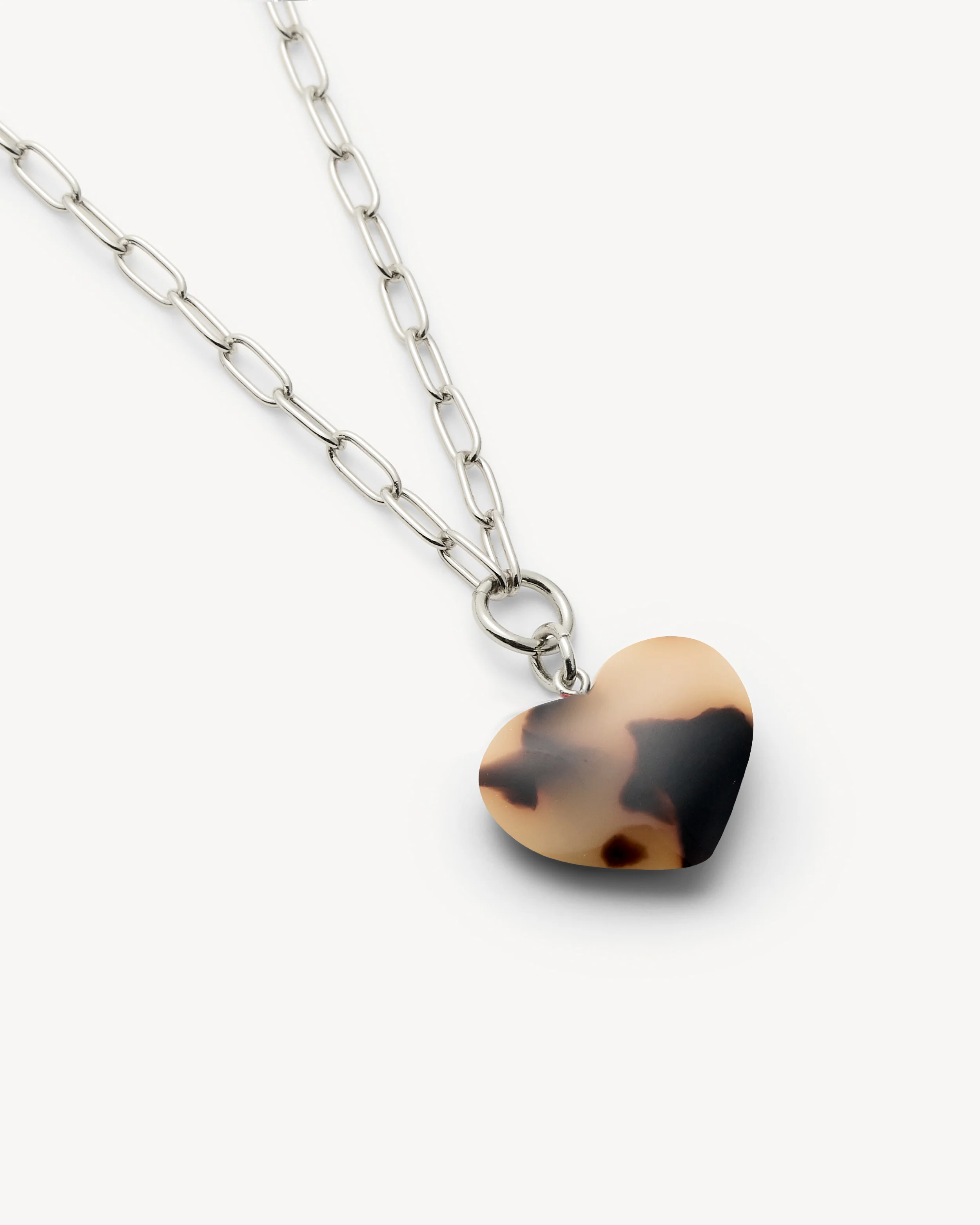 Mini Heart Pendant Necklace in Blonde Tortoise - Image 4